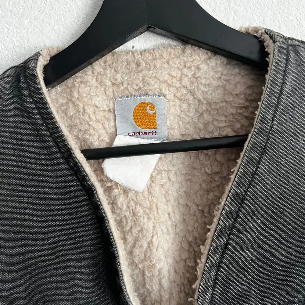 Carhartt faded black sherpa work wear vest